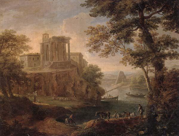 Paolo Anesi Rome,a view of tivoli with the temple of the temple of the tiburtine sibyl oil painting image
